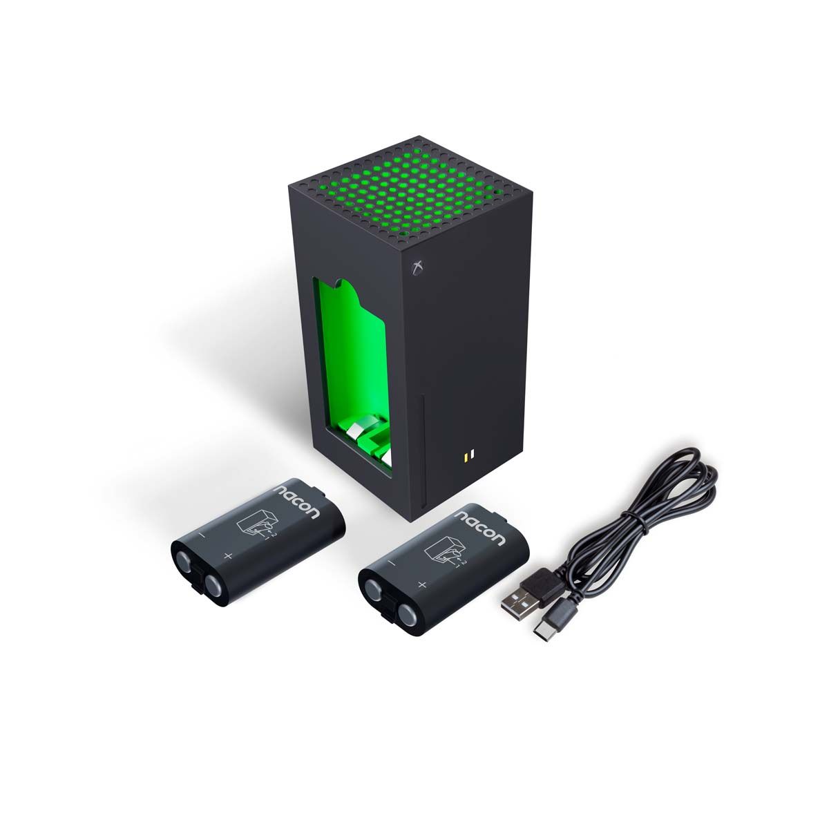 Socle De Charge De Deux Batteries Externes Nacon, Fourni Avec Deux Batteries Rechargeables De 140mah Et D'un Câble Usb-A/Usb-C De 100 Cm