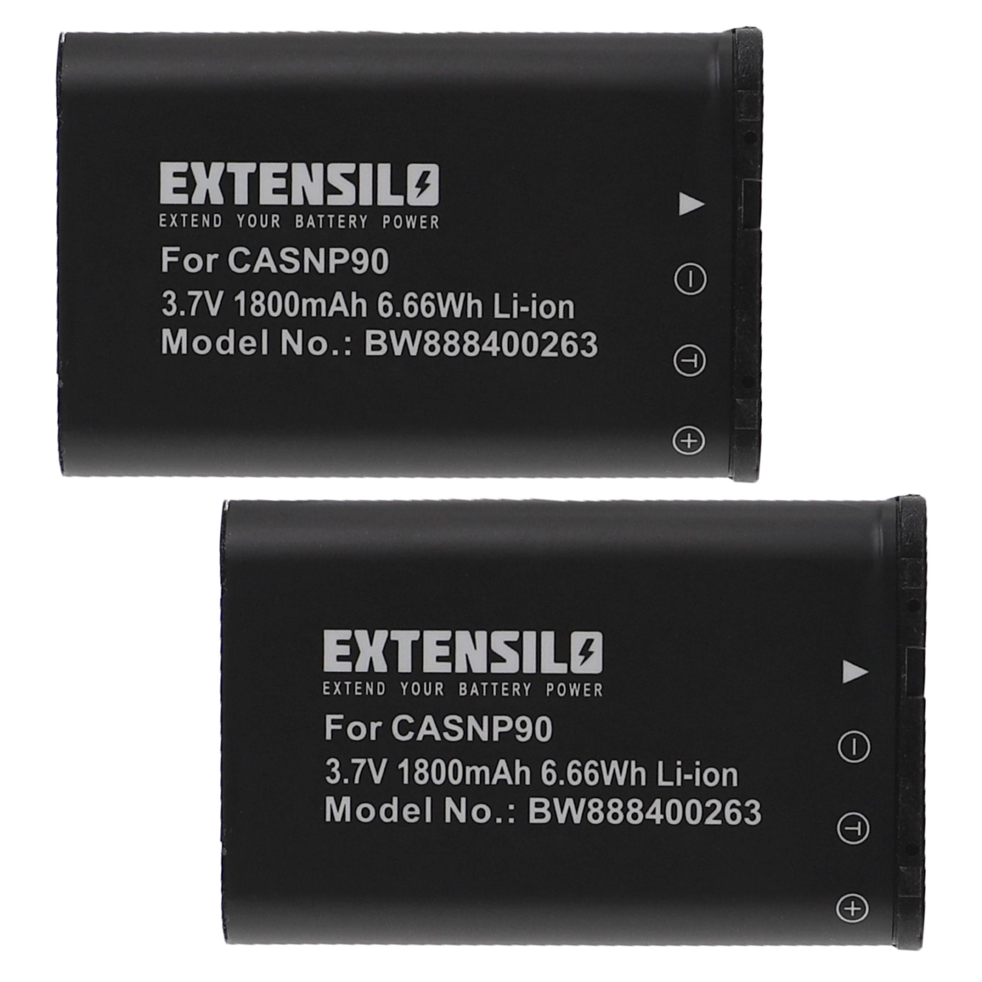 EXTENSILO 2x Batteries compatible avec Casio Exilim EX-Z2000BK, EX-H15, EX-H20G, EX-Z2000 appareil photo, reflex numérique (1800mAh, 3,7V, Li-ion)