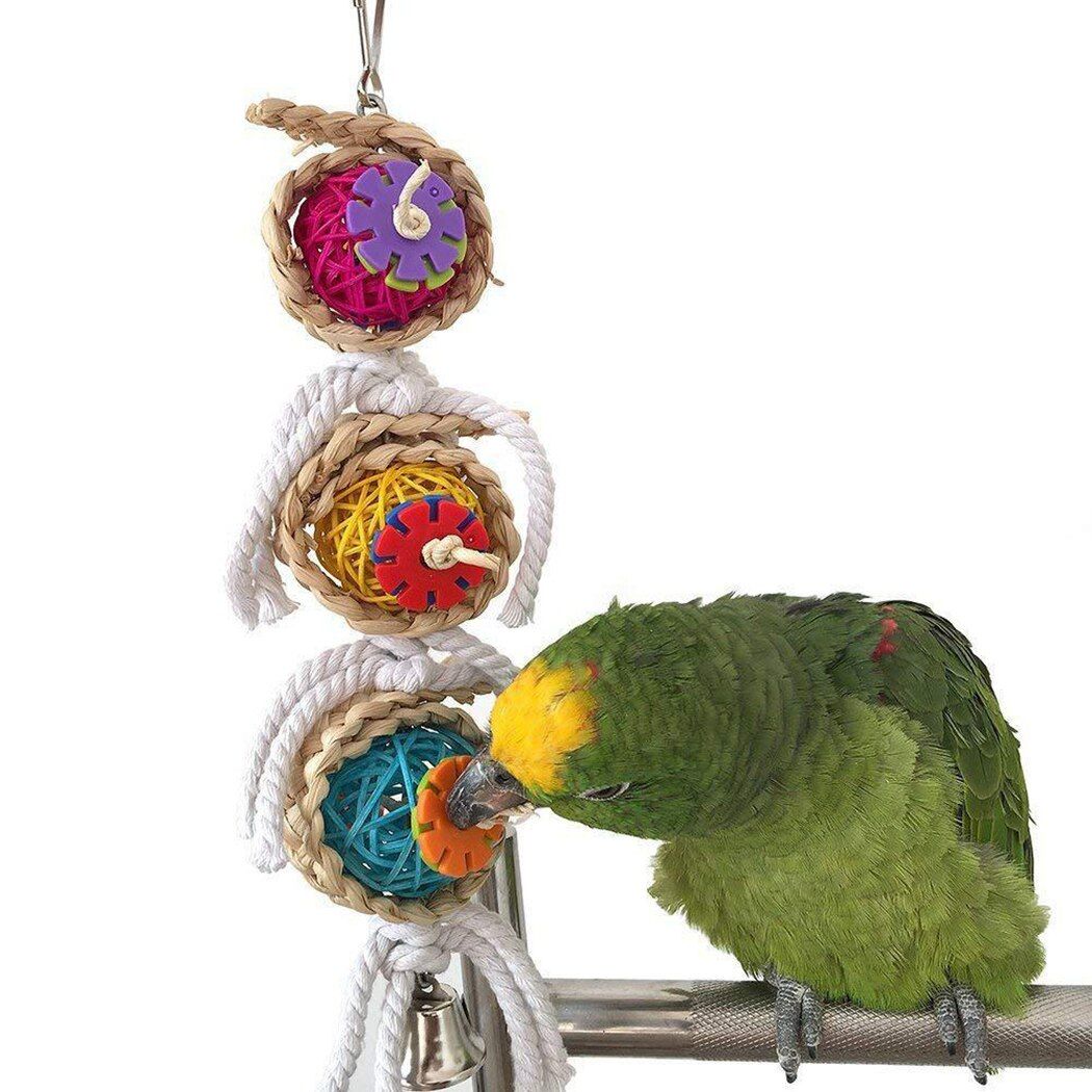 Jouet À Mâcher Oiseau En Rotin, Boule Suspendue, Morsure D'oiseau, Pour Perroquet, Perruche, Fournitures Pour Animal De Compagnie, Jouet Amusant