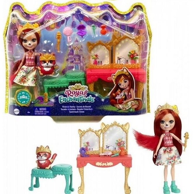 Enchantimals Royals Coffret Coiffeuse Avec Mini Poupée Fabrina Renard Figurine Animale Frisk Et 9 Accessoires