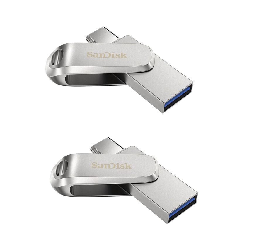2PCS Clé USB à double connectique USB Type C et USB Type A SanDisk Ultra Luxe pour les appareils USB Type C paquet de deux