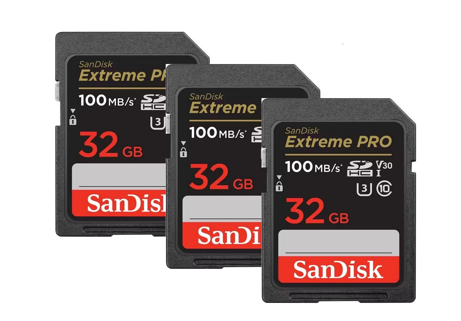 3PCS Sandisk Extreme Pro Carte Mémoire SDHC 100Mo/ 90Mo/ UHS I V30 version 2022