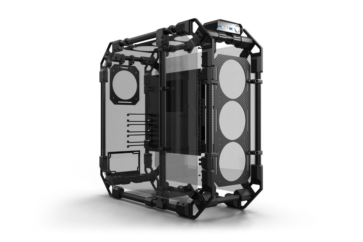 Boitier PC Grand Tour E-ATX Alphacool Apex Skeleton avec panneaux vitrés - Noir