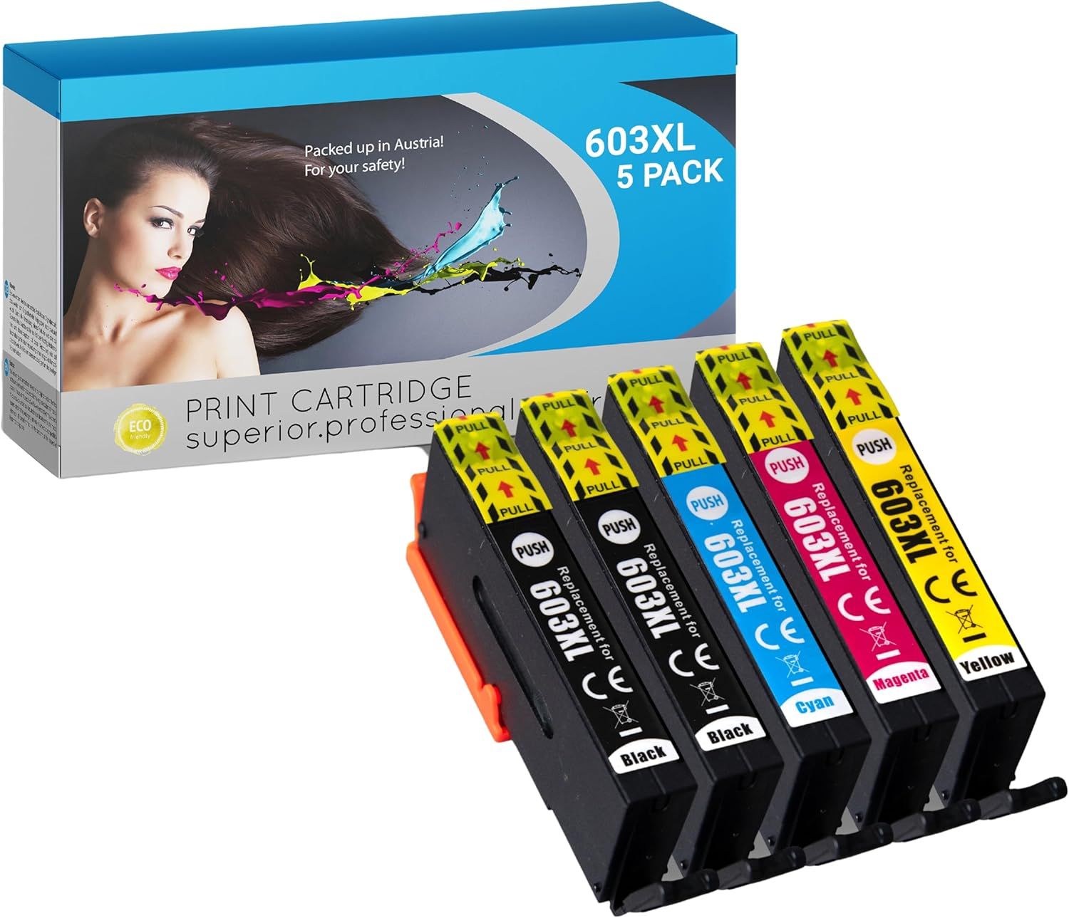 Cartouches d'impression 603xL Multipack (5 Pack) - Compatible avec Les imprimantes Epson xP 4155 - Cartouche Epson xP 2100 pour Une Impression fiable