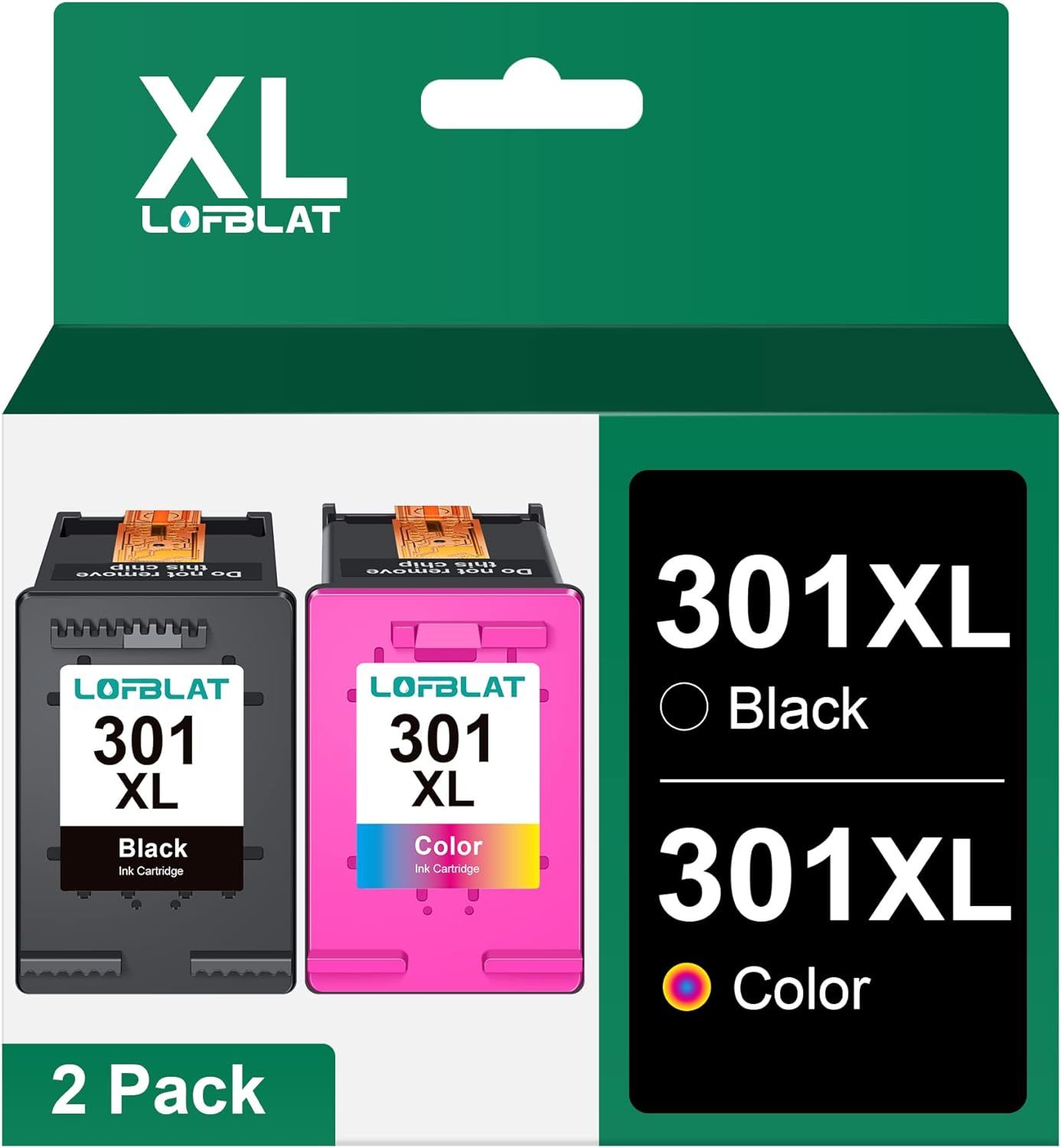 301 xL Cartouche d'encre Remplacement pour HP 301 xL Noir et Couleur Cartouche pour HP Envy 4500 4502 5530 pour HP DeskJet 2540 3050 pour HP OfficeJet 4630 (1 Noir 1 Couleur)