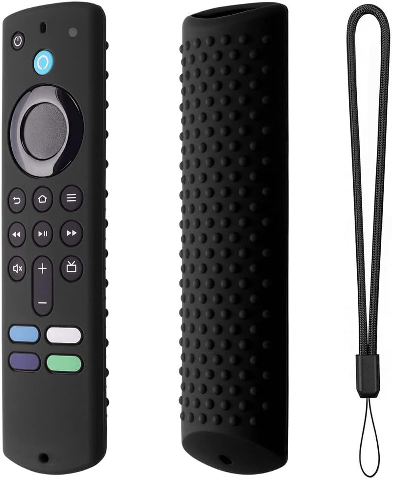 Housse de Protection en Silicone télécommande pour Fire TV Stick (3rd Gen), étui Anti-Chute pour télécommande TV, Housse de Protection avec lanière (Noir)