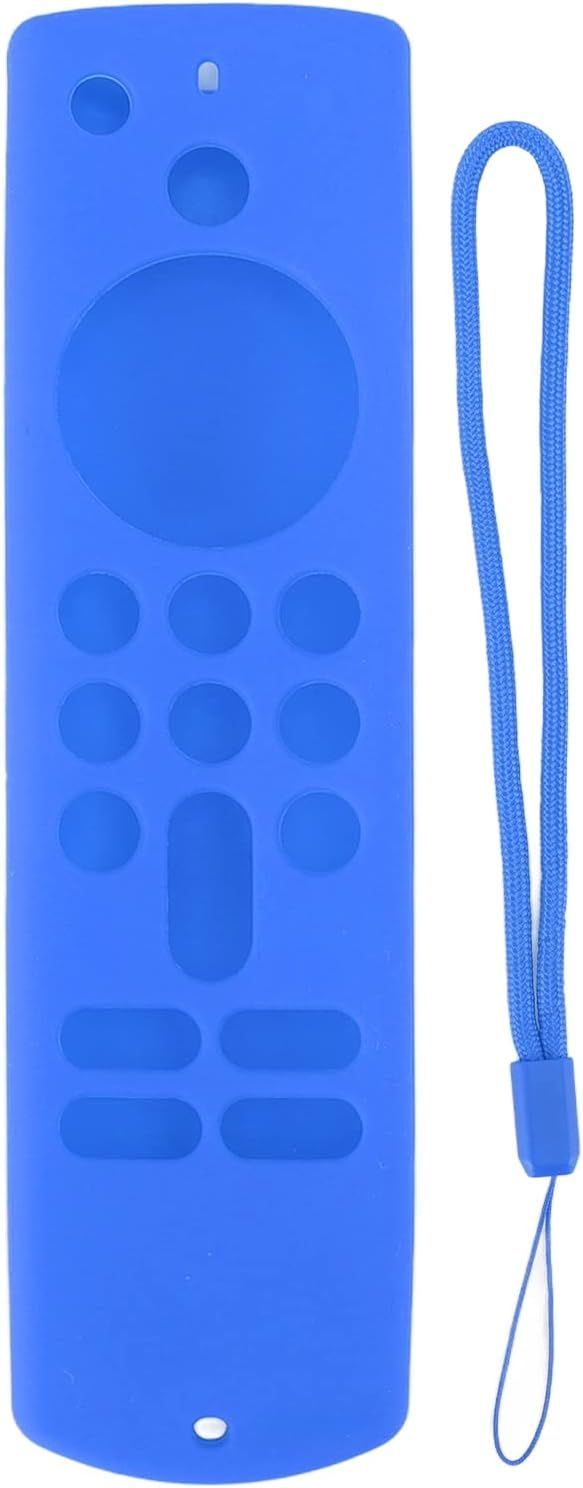 Coque De Télécommande, Coque en Silicone pour Télécommande Fire TV Stick, étui De Protection Antidérapant en Silicone avec Lanière 3ème Génération(Bleu)