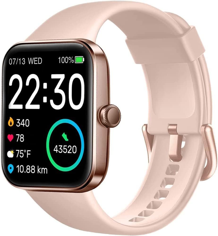 Montre Connectée Pour Femme,Fitness Tracker Avec 5atm Natation Étanche,Moniteur De Santé Pour Fréquence Cardiaque,Oxygène Sanguin Et Sommeil,1.7''écran Tactile Smartwatch Android Iphone,V7 Rose