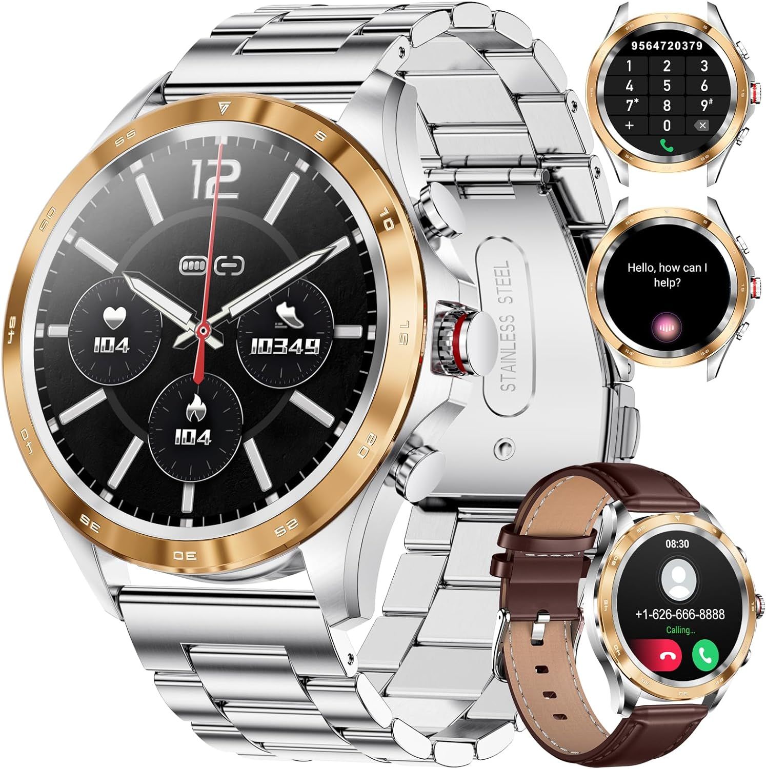 Montre Connectée Homme,1.32'' Smartwatch Avec Appel Bluetooth/Numérotation,Montre Intelligente Sports Etanche Fréquence Cardiaque,Sommeil,Podomètre Calorie,Montre De Fitness Pour Android Ios