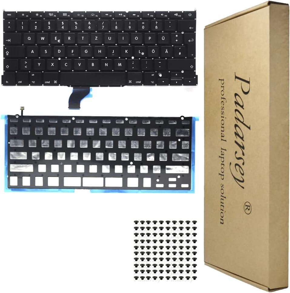 Clavier d'ordinateur portable de remplacement allemand QWERTZ DE compatible avec MacBook Pro A1502 13"" fin 2013-2015 avec rétroéclairage