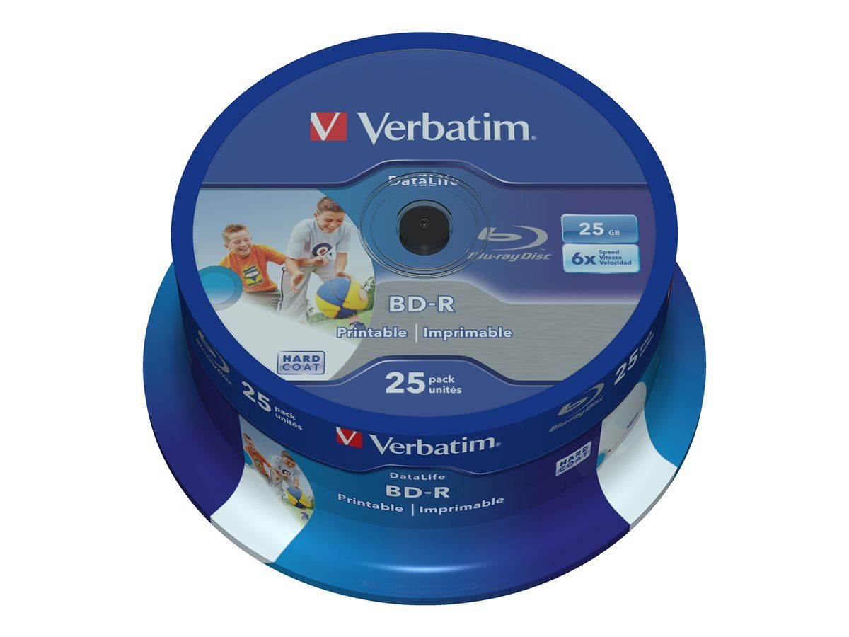 Verbatim DataLife 25 x BD R 25 Go 6x surface imprimable par jet d'encre spindle