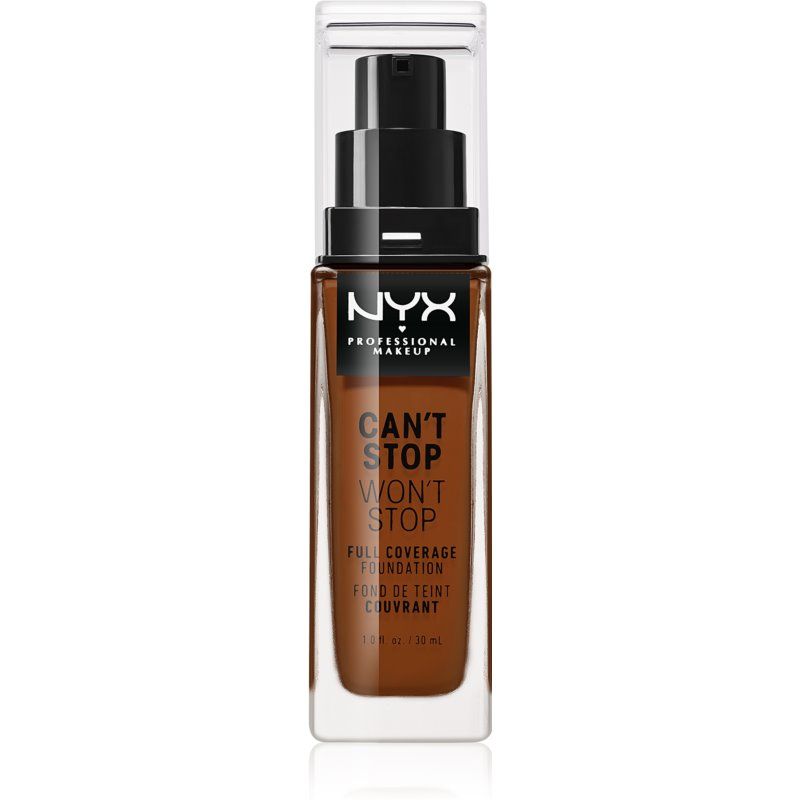 Nyx Professional Makeup Can't Stop Won't Stop Fond De Teint Haute Couvrance Teinte 25 Deep Ebony 30 Ml