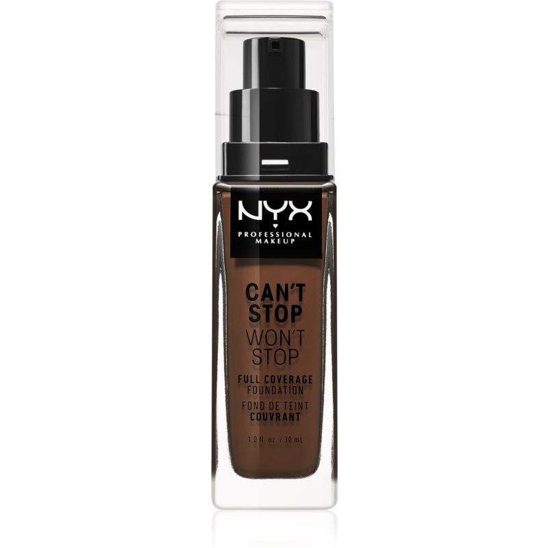 Nyx Professional Makeup Can't Stop Won't Stop Fond De Teint Haute Couvrance Teinte Deep Espresso 30 Ml