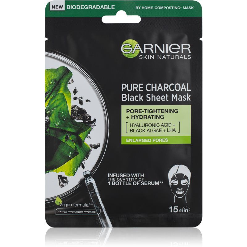 Garnier Skin Naturals Pure Charcoal Masque Tissu À 'extrait D'algues 28 G