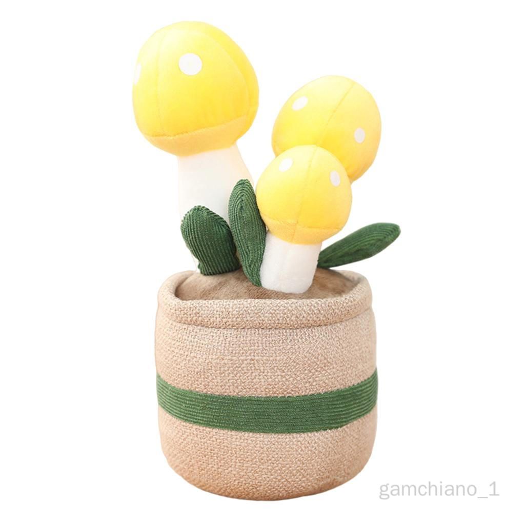  - Jouets En Peluche Pour Plantes En Pot Mignonnes Et Réalistes, Jolie En Peluche  Gadget Drcoratif De Bureau De Voiture  Champignon Jaune