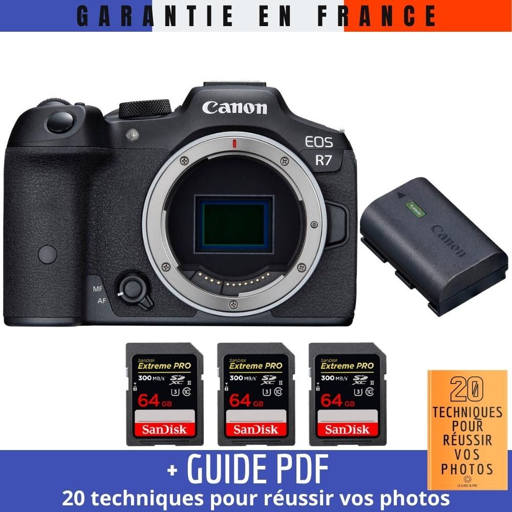 Canon EOS R7 + Canon LP E6NH + 3 SanDisk Extreme PRO UHS II SDXC 300 MB/ + Guide PDF 20 techniques pour r?ussir vos photos