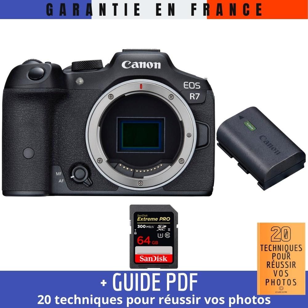 Canon EOS R7 + Canon LP E6NH + 1 SanDisk Extreme PRO UHS II SDXC 300 MB/ + Guide PDF 20 techniques pour r?ussir vos photos - vue 3