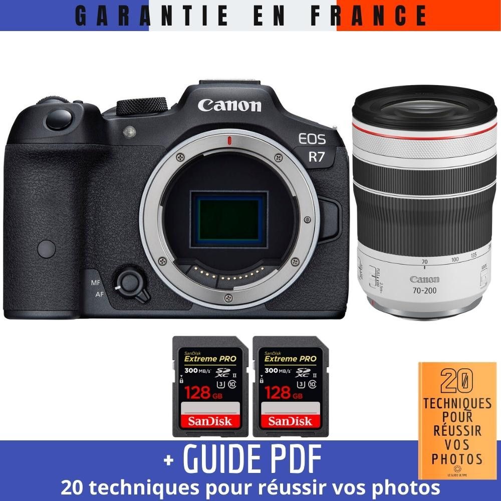 Canon EOS R7 + RF 70 200mm F4 IS USM + 2 SanDisk Extreme PRO UHS II SDXC 300 MB/ + Guide PDF 20 techniques pour r?ussir vos photos