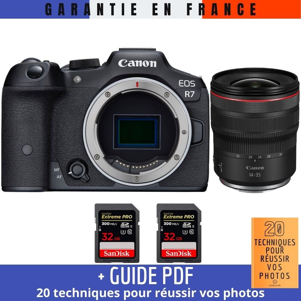 Canon EOS R7 + RF 14 35mm F4 IS USM + 2 SanDisk Extreme PRO UHS II SDXC 300 MB/ + Guide PDF 20 techniques pour r?ussir vos photos