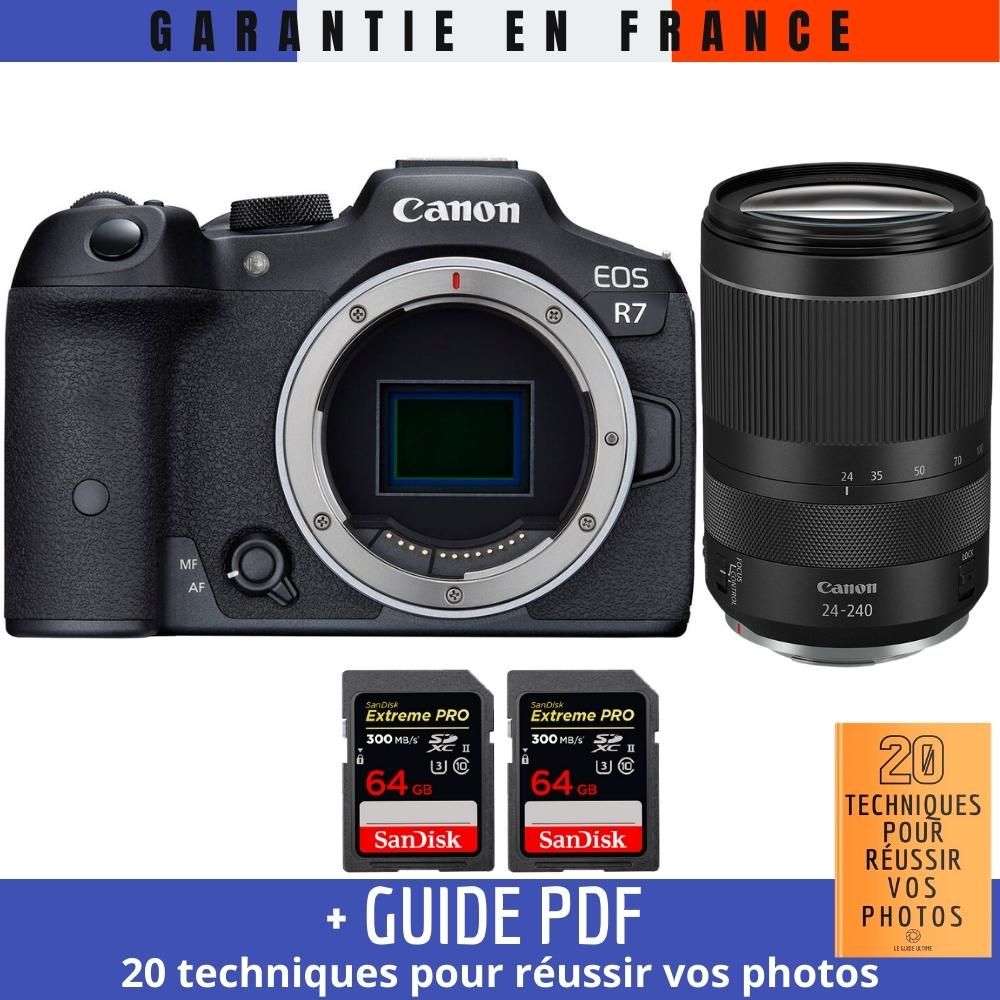 Canon EOS R7 + RF 24 240mm F4 6.3 IS USM + 2 SanDisk Extreme PRO UHS II SDXC 300 MB/ + Guide PDF 20 techniques pour r?ussir vos photos