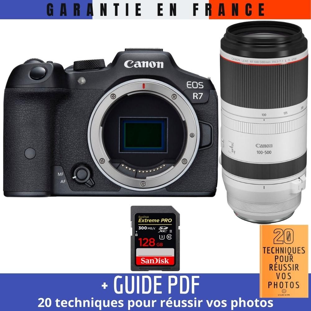 Canon EOS R7 + RF 100 500mm F4.5 7.1 IS USM + 1 SanDisk Extreme PRO UHS II SDXC 300 MB/ + Guide PDF 20 techniques pour r?ussir vos photos