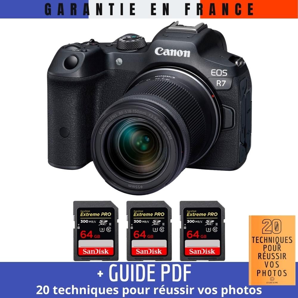 Canon EOS R7 + RF 18 150mm STM + 3 SanDisk Extreme PRO UHS II SDXC 300 MB/ + Guide PDF 20 techniques pour r?ussir vos photos