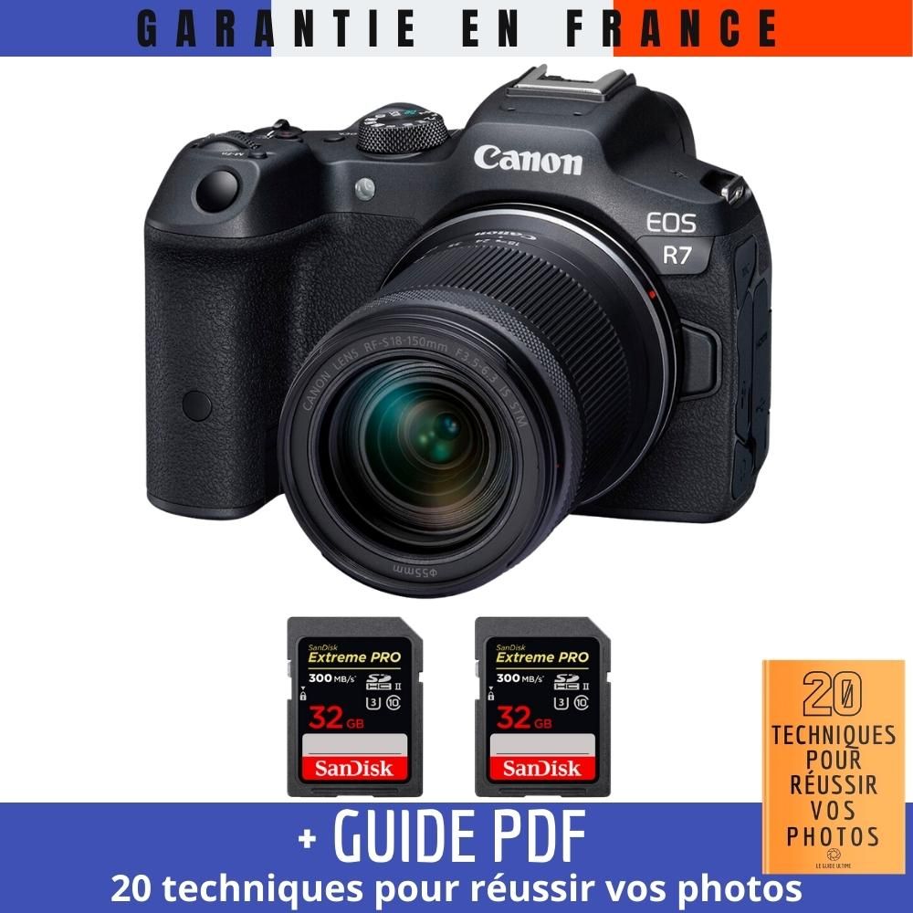 Canon EOS R7 + RF 18 150mm STM + 2 SanDisk Extreme PRO UHS II SDXC 300 MB/ + Guide PDF 20 techniques pour r?ussir vos photos