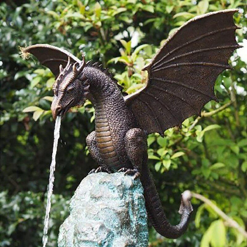 Statue De Dragon En Résine Pour Décoration De Jardin, Fontaine, Jet D'eau, Dinosaure, Sculpture D'eau Pour La Maison