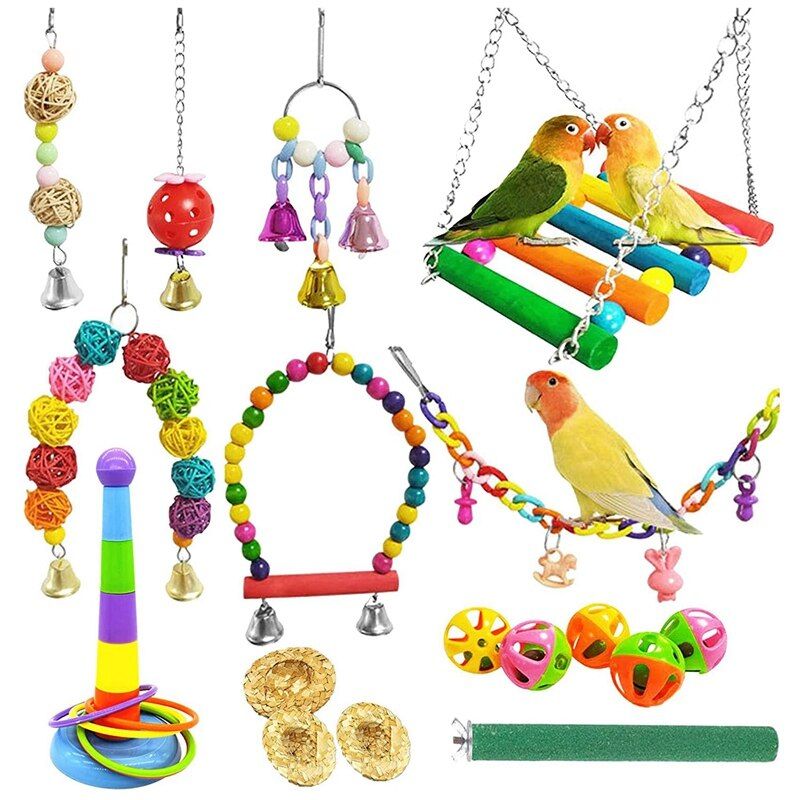 Jouets De Balançoire Pour Perroquets, Cage À Oiseaux, Cloche Suspendue À Mâcher, Jouets Pour Perroquets, Conures De Cockatiel, Amour Des Oiseaux