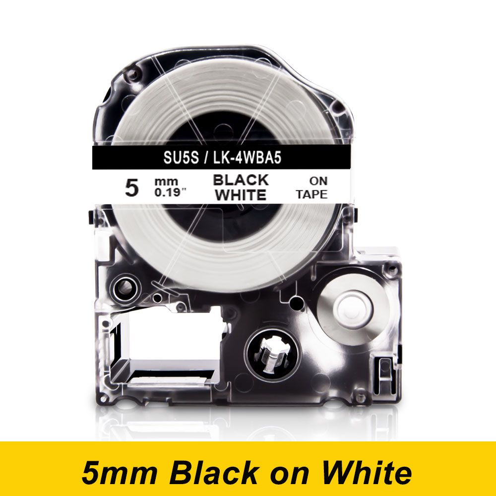 Tube thermorétractable pour étiquettes 3.5mm 5mm 11mm SU5S SU11S SU5Y SU11Y SU3Y SU3W Compatible avec Epson Labelnous mêmes LW 300 LW 400 imprimante LW 500 Type 5mm