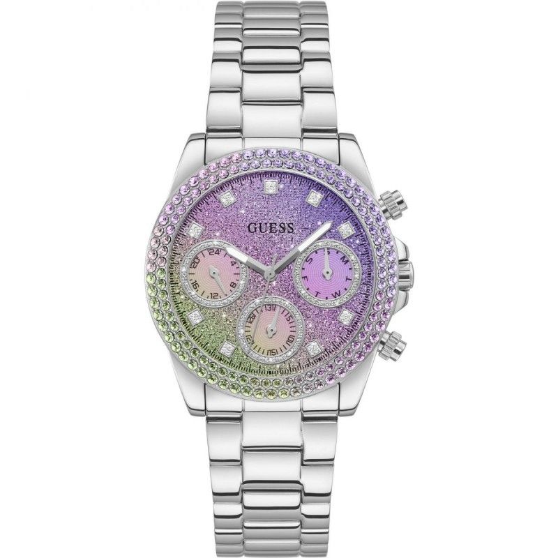 Guess Sol Montre Femme Multifonction Acier Et Strass Gw0483l1