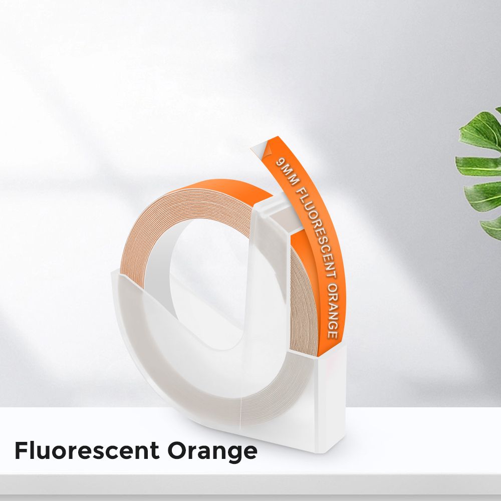 Vixic d'étiquettes en plastique pour imprimante Dymo étiqueteuse bandes de gaufrage 3D compatible avec Dymo 12965 étiqueteuse Omega 9mm 1PC Type Fluorescent 9mm