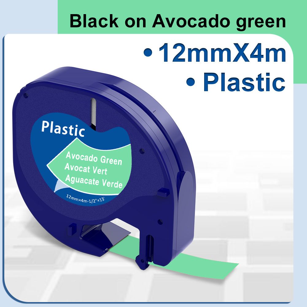 91200 91201 Compatible pour Dymo Letra Tag Plastic Tape 12mm * 4m sur LT 91331 12267 LT 91201 12267 pour LT 100 LT Type Plastic 2 12mm