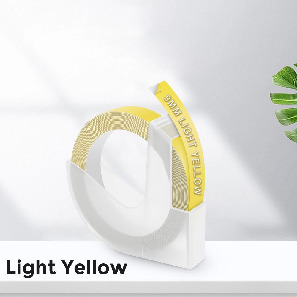 Vixic d'étiquettes en plastique pour imprimante Dymo étiqueteuse bandes de gaufrage 3D compatible avec Dymo 12965 étiqueteuse Omega 9mm 1PC Type Yellow 9mm