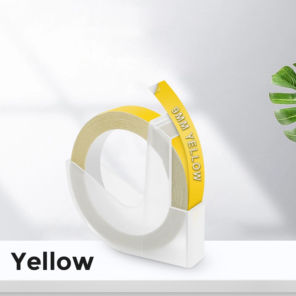Vixic d'étiquettes en plastique pour imprimante Dymo étiqueteuse bandes de gaufrage 3D compatible avec Dymo 12965 étiqueteuse Omega 9mm 1PC Type Yellow 9mm - vue 6