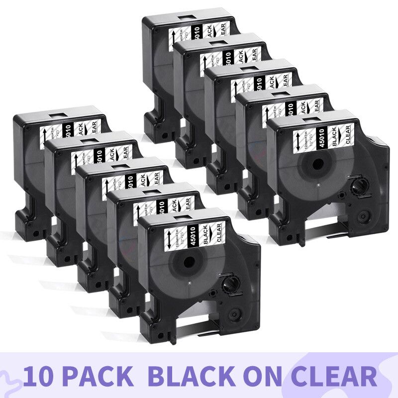 IBOQVZG Étiqueteuse pour Dymo D1 Label Manager Rubans 10PK 12mm 45010 45013 45018 45022 45021 LM 160 Type 10PK on Clear 6mm - vue 3