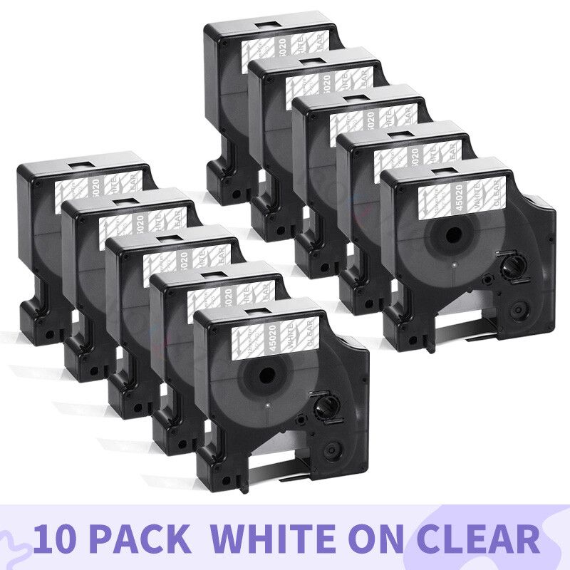 IBOQVZG Étiqueteuse pour Dymo D1 Label Manager Rubans 10PK 12mm 45010 45013 45018 45022 45021 LM 160 Type 10PK on Clear 6mm