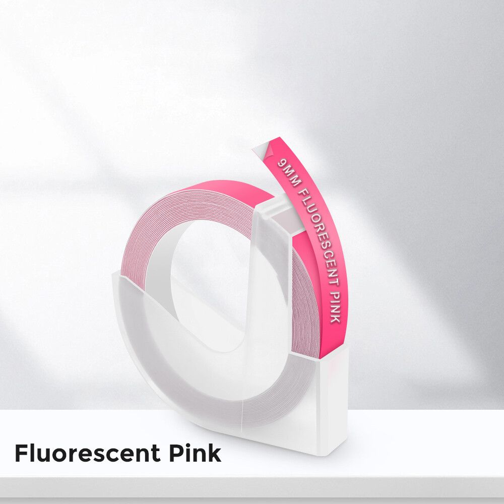 pour étiqueteuse manuelle Dymo étiqueteuse ruban de gaufrage 3D étiqueteuse Motex E101 9mm 12965 1610 1 pièce Type W on Flu. 9mm