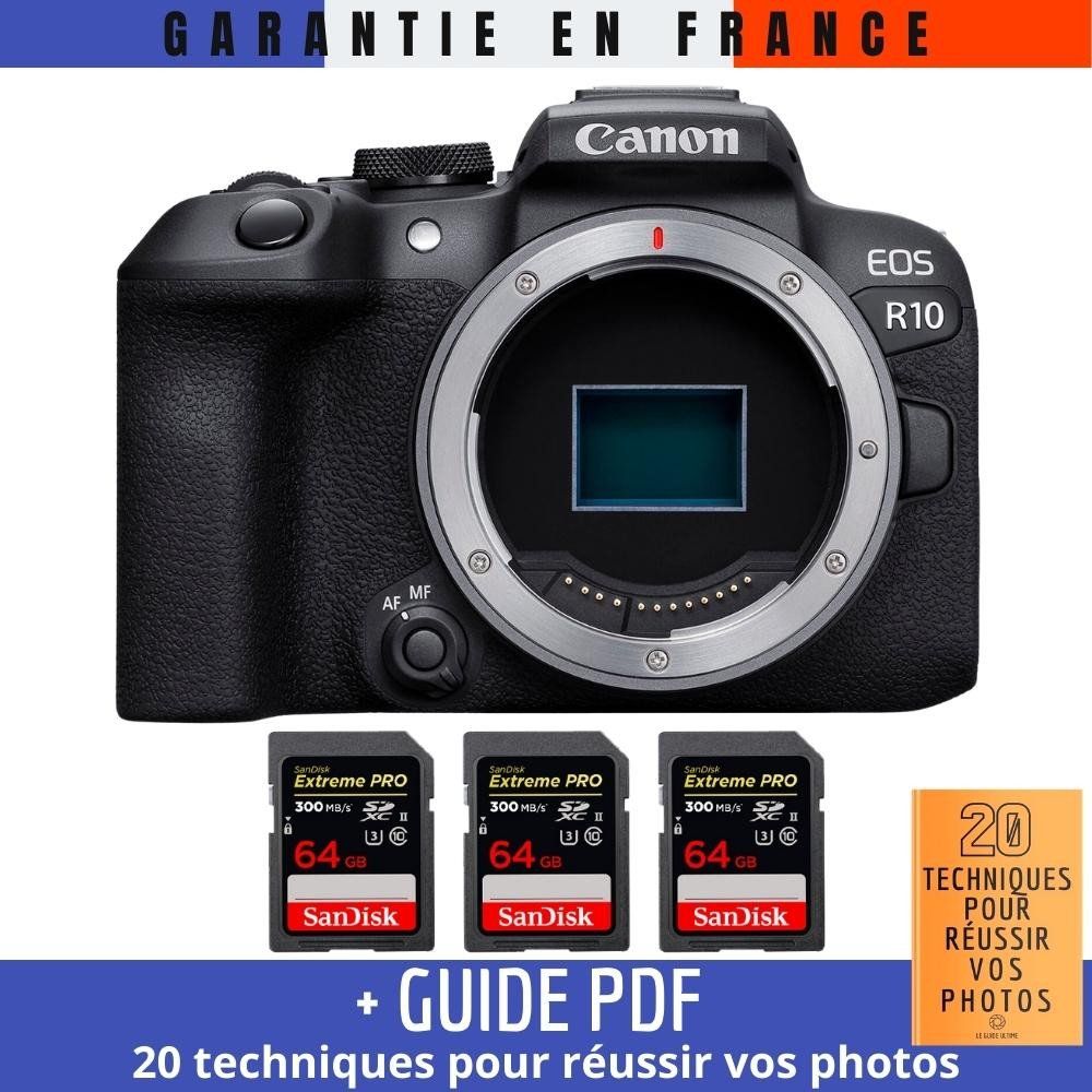 Canon EOS R10 + 3 SanDisk Extreme PRO UHS II SDXC 300 MB/ + Guide PDF '20 TECHNIQUES POUR RÉUSSIR VOS PHOTOS - vue 2