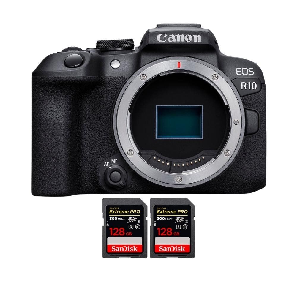 Canon EOS R10 + 2 SanDisk Extreme PRO UHS II SDXC 300 MB/ + Guide PDF '20 TECHNIQUES POUR RÉUSSIR VOS PHOTOS