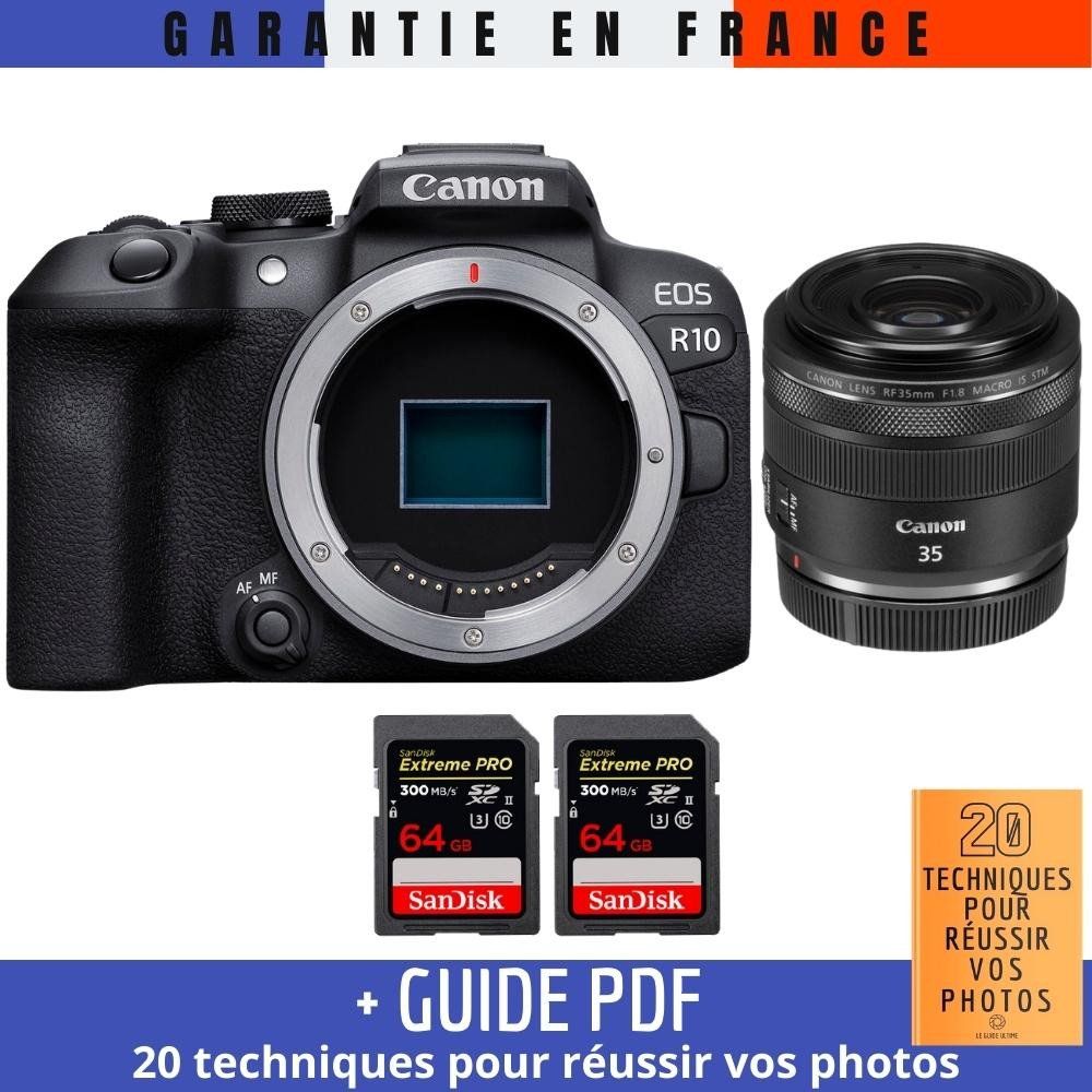 Canon EOS R10 + RF 35mm F1.8 IS Macro STM + 2 SanDisk Extreme PRO UHS II SDXC 300 MB/ + Guide PDF '20 TECHNIQUES POUR RÉUSSIR VOS PHOTOS