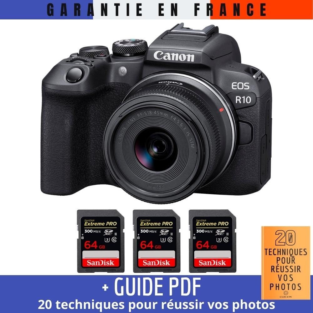 Canon EOS R10 + RF 18 45mm F4.5 6.3 IS STM + 3 SanDisk Extreme PRO UHS II SDXC 300 MB/ + Guide PDF '20 TECHNIQUES POUR RÉUSSIR VOS PHOTOS - vue 2