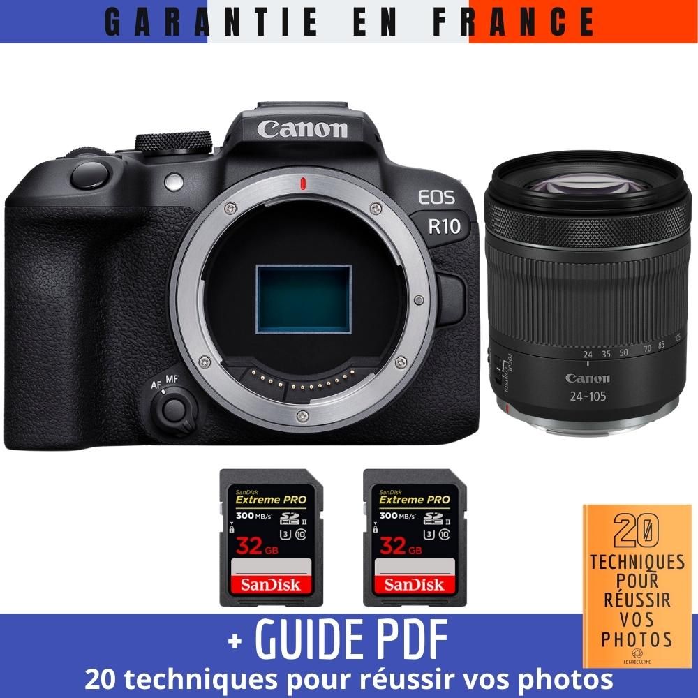 Canon EOS R10 + RF 24 105mm F4 7.1 IS STM + 2 SanDisk Extreme PRO UHS II SDXC 300 MB/ + Guide PDF '20 TECHNIQUES POUR RÉUSSIR VOS PHOTOS