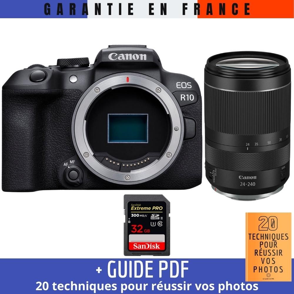 Canon EOS R10 + RF 24 240mm F4 6.3 IS USM + 1 SanDisk Extreme PRO UHS II SDXC 300 MB/ + Guide PDF '20 TECHNIQUES POUR RÉUSSIR VOS PHOTOS