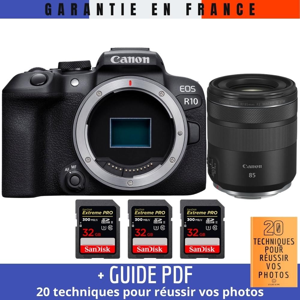 Canon EOS R10 + RF 85mm F2 Macro IS STM + 3 SanDisk Extreme PRO UHS II SDXC 300 MB/ + Guide PDF '20 TECHNIQUES POUR RÉUSSIR VOS PHOTOS - vue 2
