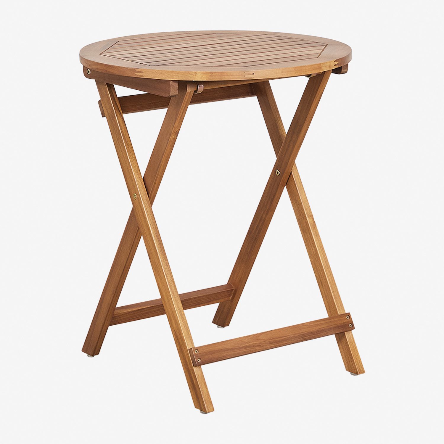 Table De Jardin Ronde Pliante En Bois D'acacia (Ø60 Cm) Delawer Brun Acacia