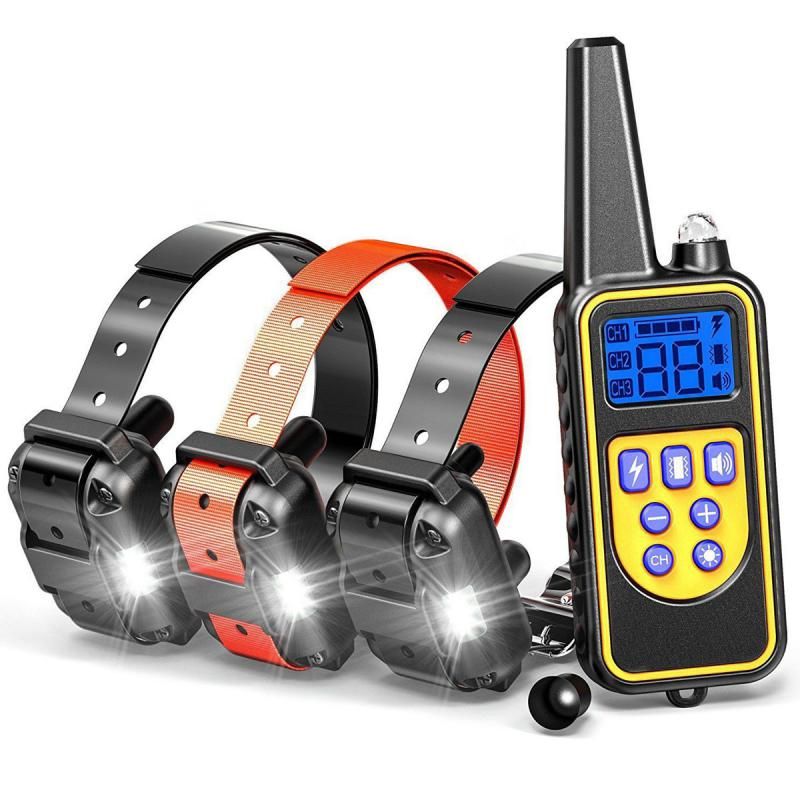 As Show - 2black 1orange - Collier'entraînement Électrique À Distance, 800 Yards, Pour Chiens, Écran Lcd, Rechargeable, Étanche, Pour Toutes Les Tailles'animaux, Mode Vibration Aux Chocs, Réduction De 40%