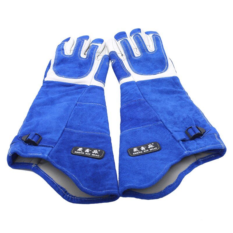 L - Bleu - Gants En Cuir Anti Morsure Pour Animaux De Compagnie, Pour Le Toilettage Des Chiens Et Des Chats, À Manches Longues, Pour Le Travail De Jardinage