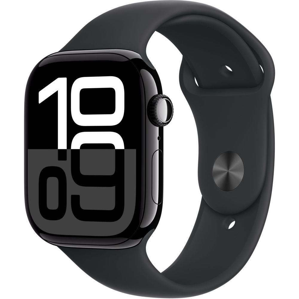 Apple Watch Series 10 Gps (2024) Boîtier En Aluminium 42mm Noir De Jais Avec Bracelet Sport Noir S/M