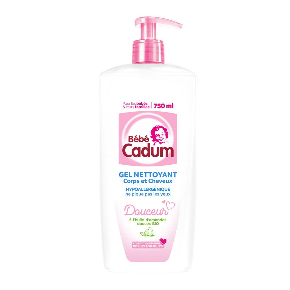 Gel Douche Bébé Hypoallergénique Douceur Amande Douce Bebe Cadum Le Flacon De 750ml - vue 2